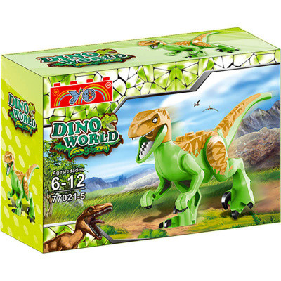 Dino World dinoszaurusz építőjáték - Zöld velociraptor