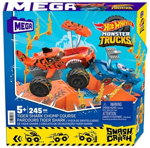 Mega Hot Wheels Monster Trucks -  Tigris, cápa ütközeti készlet
