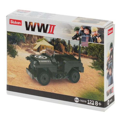Sluban Army WWII - Egyedi, limitált kiadású második világháborús amerikai jeep építőjáték készlet