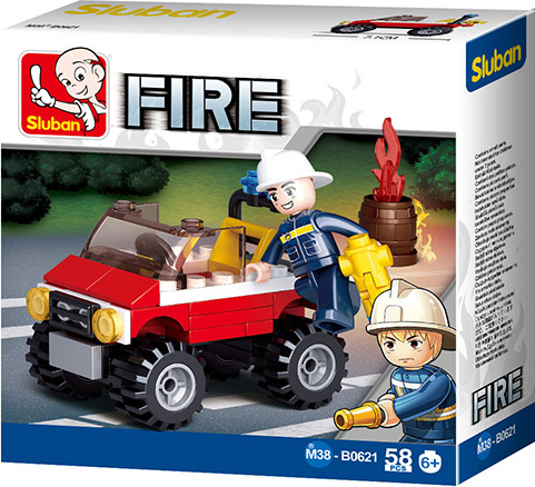 Sluban Fire - Kis tűzoltó jeep építőjáték készlet