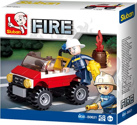 Sluban Fire - Kis tűzoltó jeep építőjáték készlet
