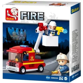   Sluban Fire – Kis emelőkosaras tűzoltóautó építőjáték készlet