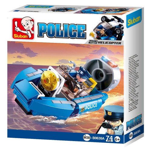 Sluban Police - 4 into 1 rendőrségi csónak építőjáték készlet