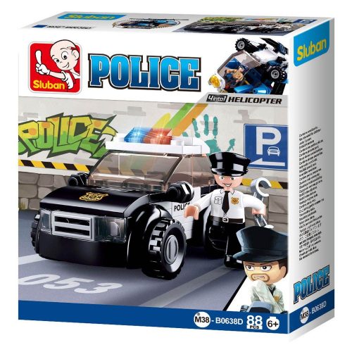 Sluban Police - 4 into 1 rendőrségi járőrautó építőjáték készlet