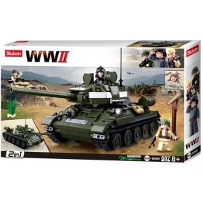   Sluban Army WWII - 2 in 1 szovjet T34/85 tank építőjáték készlet