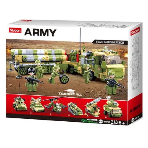 Sluban Army Builder - 6 az 1-ben S-400 légvédelmi rakétaszállító jármű építőkészlet