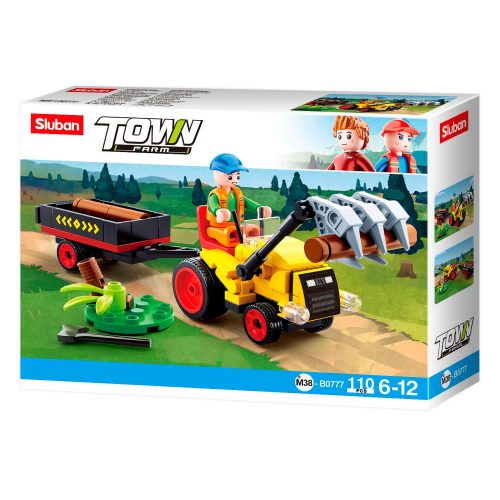 Sluban Town - Farm rönkszállító traktor építőjáték készlet