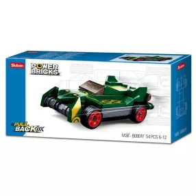   Sluban Power Bricks Pull Back - Drifting Green felhúzható autó építőjáték készlet