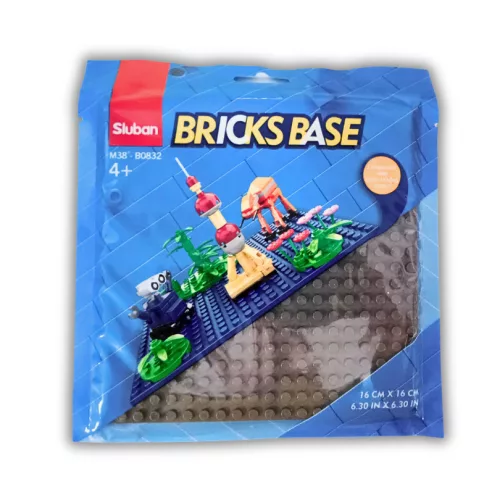 Sluban 16x16 cm-es alaplap építőjátékokhoz - szürke