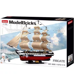   Sluban Model Bricks - Vitorlás Fregatt hajó építőjáték készlet 