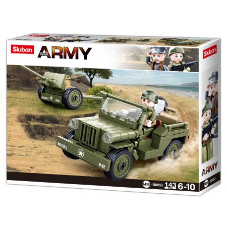 Sluban Army WWII - Willys Jeep löveggel építőjáték készlet 