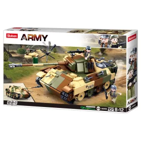   Sluban Army WWII -  2 az 1-ben  német párduc tank és Jagdpanther páncélvadász harckocsi építőjáték készlet 