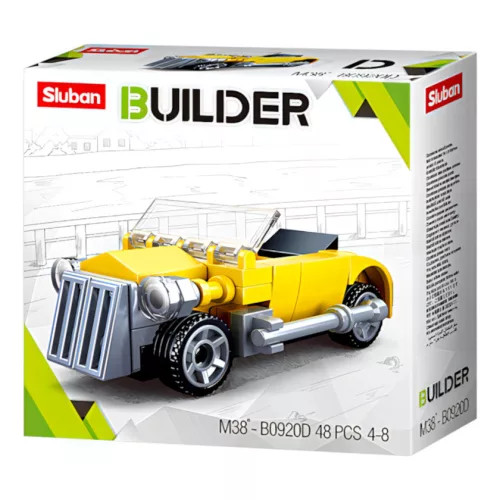 Sluban Builder -  Sárga kabrió autós építőjáték készlet