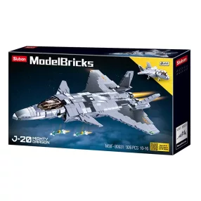   Sluban Model Bricks Army - 2 az 1-ben J-20 Mighty Dragon lopakodó vadászgép építőjáték készlet 