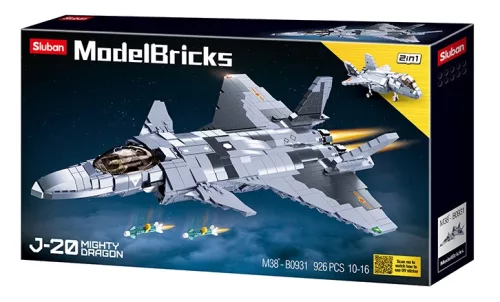 Sluban Model Bricks Army - 2 az 1-ben J-20 Mighty Dragon lopakodó vadászgép építőjáték készlet 