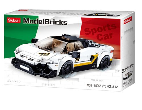 Sluban Model Bricks - Olasz fehér sportkocsi építőjáték készlet
