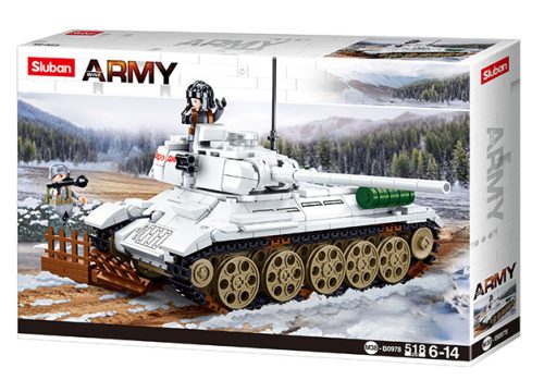 Sluban Army WWII - Budapest ostroma: fehér szovjet T34-85 harckocsi építőjáték készlet