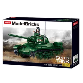   Sluban Model Bricks Army - szovjet T34-85 közepes harckocsi építőjáték készlet