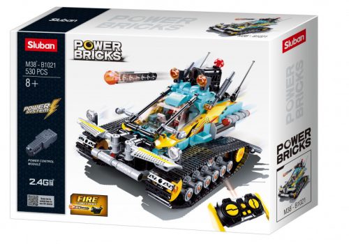 Sluban Power Bricks - Távirányítós lánctalpas autó építőjáték készlet