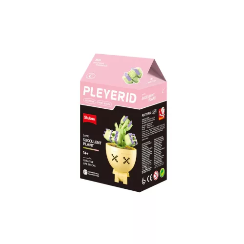 Sluban Flowers - Lila és zöld kaktusz cserépben "C" építőjáték készlet