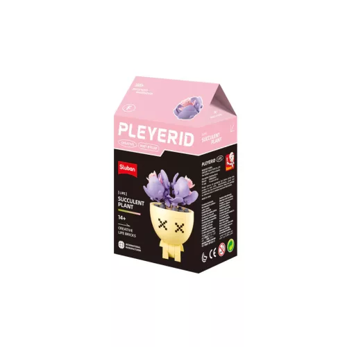 Sluban Flowers - Barna cserepes, lila sziklakerti növény "F" építőjáték készlet