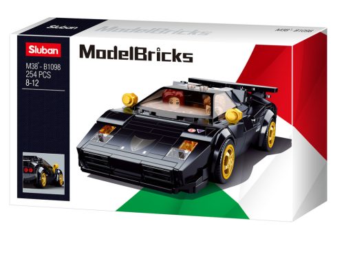 Sluban Model Bricks - Fekete Lamborghini Countach sportkocsi építőjáték készlet