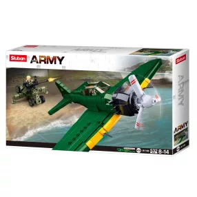   Sluban Army WWII - A6M Zero vadászrepülőgép és légvédelmi üteg építőjáték készlet