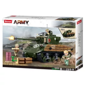   Sluban Army - 2 az 1-ben M4A3 Sherman közepes harckocsi építőjáték készlet