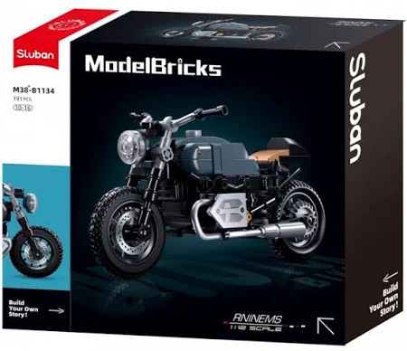 Sluban Model Bricks - Acélkék RNINEMS motor építőjáték készlet