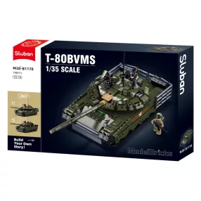   Sluban Model Bricks Army - 2 az 1-ben T-80US és T-80BVMS harckocsi építőjáték készlet