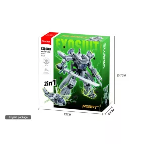   Sluban Exosuit -  2 in 1 Szürke robot és helikopter építőjáték készlet