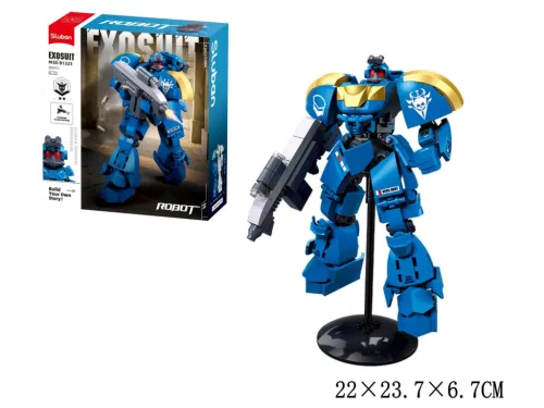 Sluban Exosuit -  Fegyveres kék robotharcos építőjáték készlet