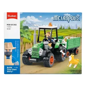 Sluban Metropolis - Zöld traktor építőjáték készlet
