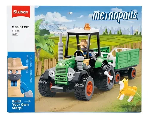 Sluban Metropolis - Zöld traktor építőjáték készlet