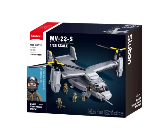 Sluban Model Bricks - MV-22 katonai billenőrotoros helikopter építőjáték készlet