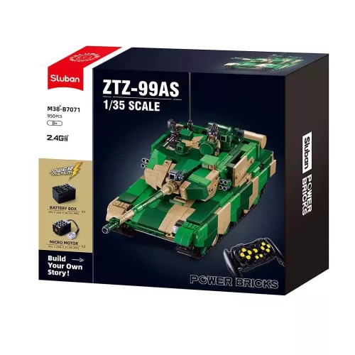 Sluban Power Bricks - ZTZ-99AS távirányítós harckocsi építőjáték készlet