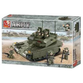   SÉRÜLT CSOMAGOLÁS! BONTATLAN! Sluban Army – Merkava nagy tank építőjáték készlet 5 fős legénységgel
