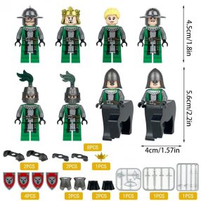   Építőjáték figura készlet - 8 darabos, középkori királyi testőrség kentaurokkal, számos kiegészítővel