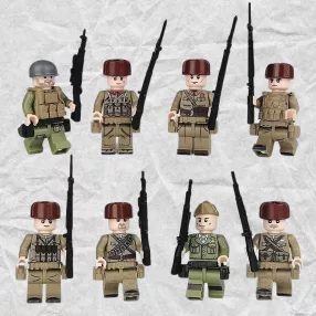   Katonai építőjáték figura szett - 8 db különböző katonafigura kiegészítőkkel