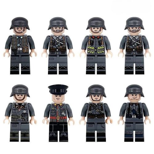 Katonai építőjáték figura szett - 8 db második világháborús német katonafigura