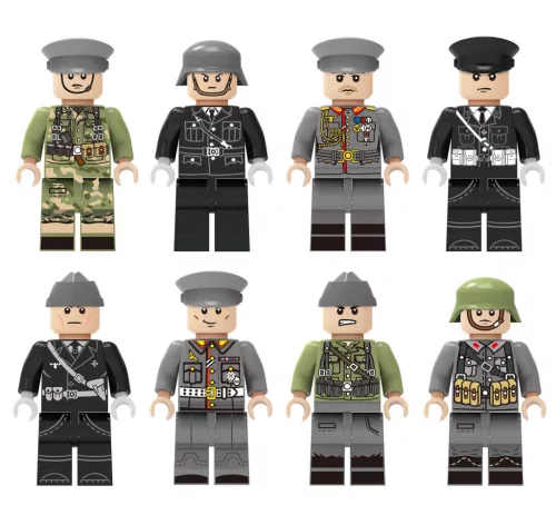 Katonai építőjáték figura szett - 8 db különböző második világháborús katonafigura