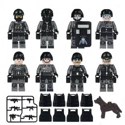8 darab USAF speciális bevetési egység építőjáték figura, számos kiegészítővel