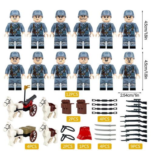 Katonai építőjáték figura szett - 12 db kínai katonafigura számos kiegészítővel
