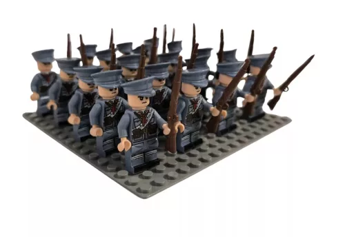  Katonai építőjáték figura szett - 20 db világháborús katona, felkelők, kiegészítőkkel, 1 db alaplappal