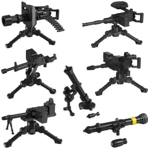 Katonai építőjáték kiegészítő szett - 7 különböző gyalogsági nehézfegyver