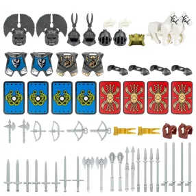    Katonai építőjáték kiegészítő szett - 57 darabos középkori lovagok kiegészítő csomag 2 lófigurával