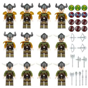    Építőjáték figura készlet - viking hadsereg építőjáték készlet - 12 db figura számos kiegészítővel