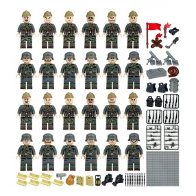   Katonai építőjáték figura szett - 24 db világháborús katona, számos kiegészítővel, 1 db alaplappal