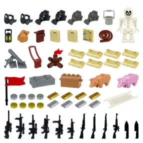   Építőjáték kiegészítő szett - Kincses sziget - 66 darabos építőjáték készlet 1 db csontváz figurával