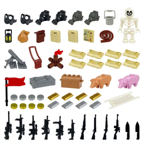 Építőjáték kiegészítő szett - Kincses sziget - 66 darabos építőjáték készlet 1 db csontváz figurával